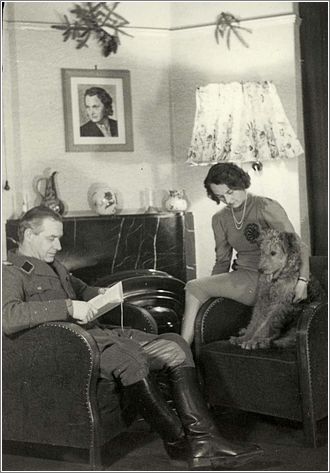 Camp Commandant Gemmeker with his secretary at Westerbork